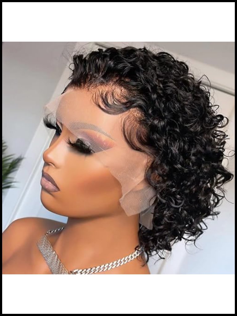 Pixie Cut Curly Lace Front Wig Human Hair 13x1 Hd Transparent 150% Density